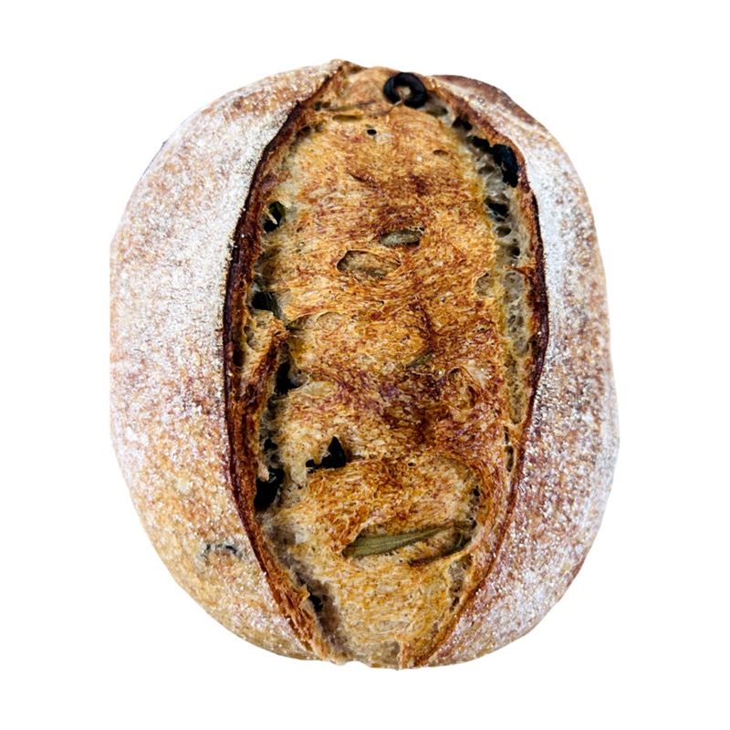 Olive and rosemary sourdough loaf